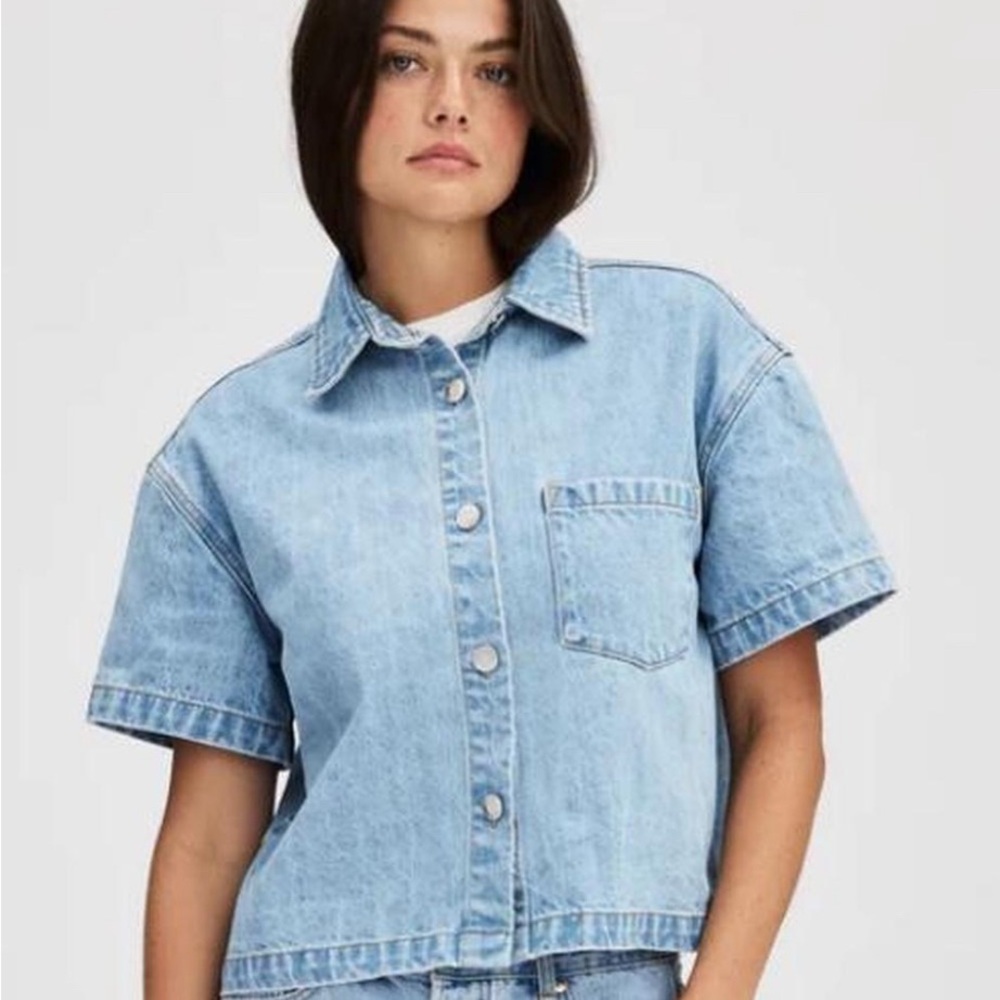 Parke Denim Short Sleeve Cropped Shirt
